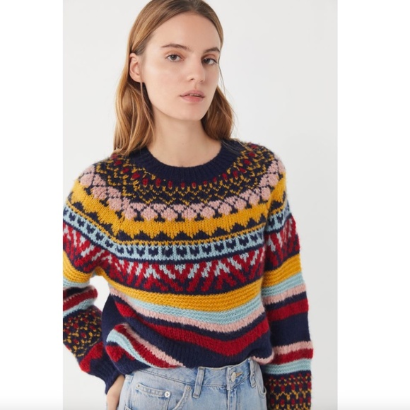 Urban Outfitters Colorful Striped Fair Isle Sweater - Picture 1 of 15